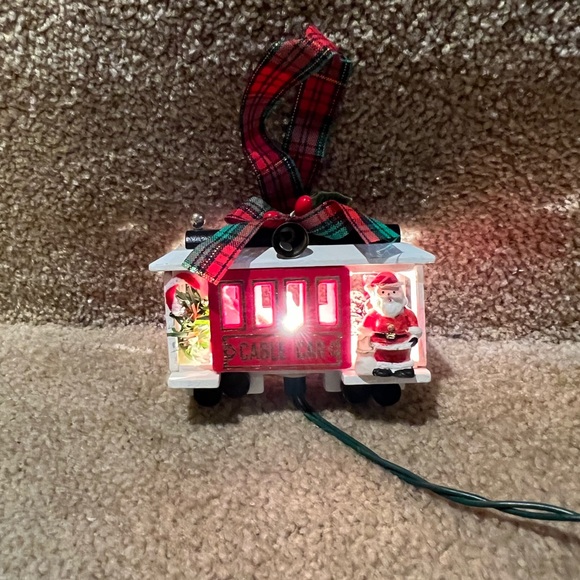 Holiday Noma Lighted Red Cable Car Christmas Holiday Ornament Vintage